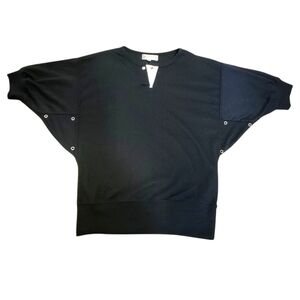 Black Batwing Sleeve Top with Grommet Details